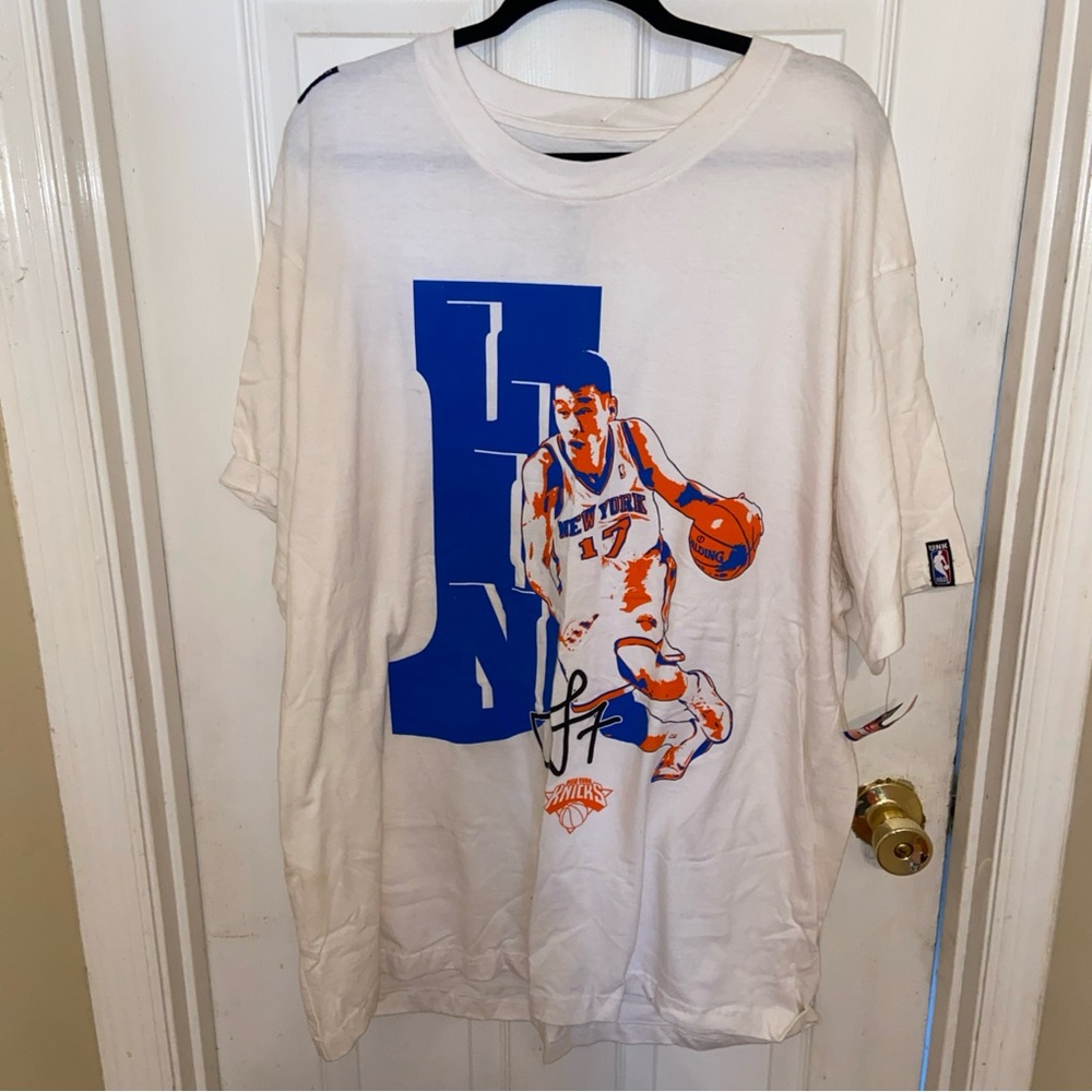 NBA New York Knicks White Blue Orange Graphic Tee